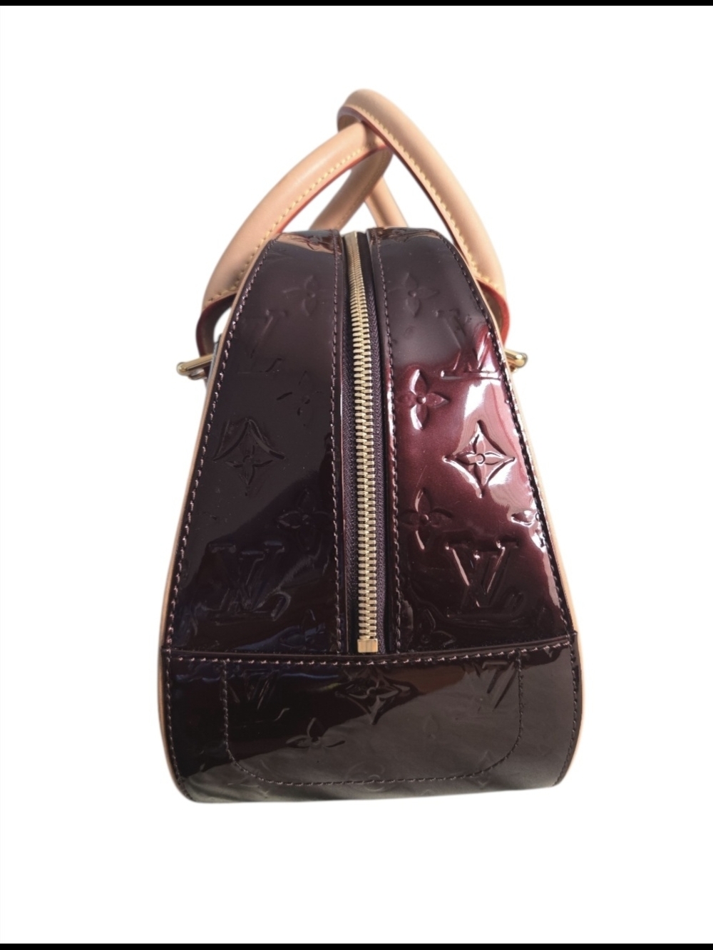 Louis Vuitton Vernis Top-Handle Satchel in Deep Bordeaux and Natural Vachetta - Picture 6 of 12